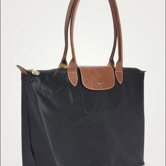 NEW LONGCHAMP LE PLIAGE ORIGINAL SHOULDER BAG LEATHER CANVAS BLACK - Picture 3 of 8